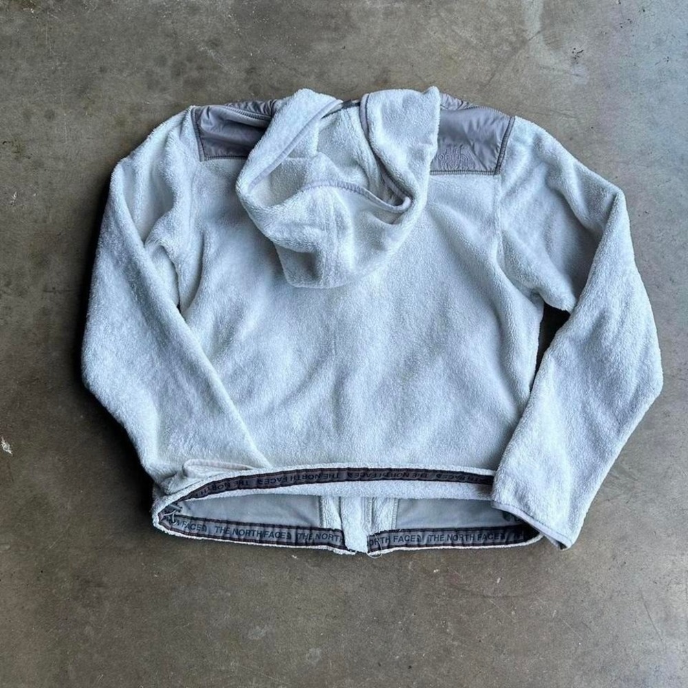 Women's The North Face Denali fleece hoodie white grey size M - Picture 4 of 8